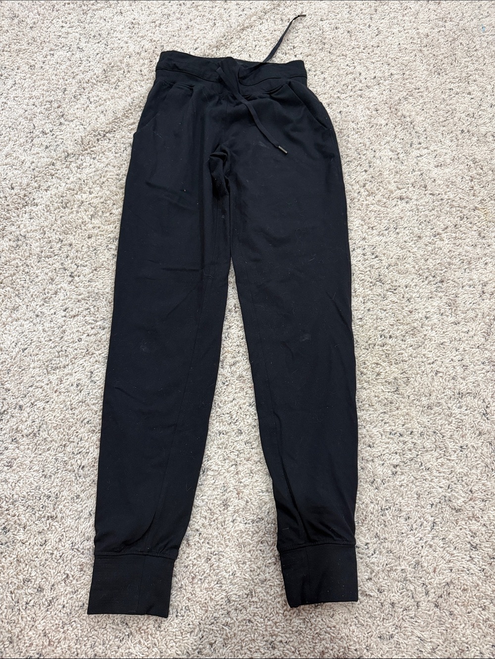 ZYIA Black Drawstring Joggers with Ribbed Cuffs